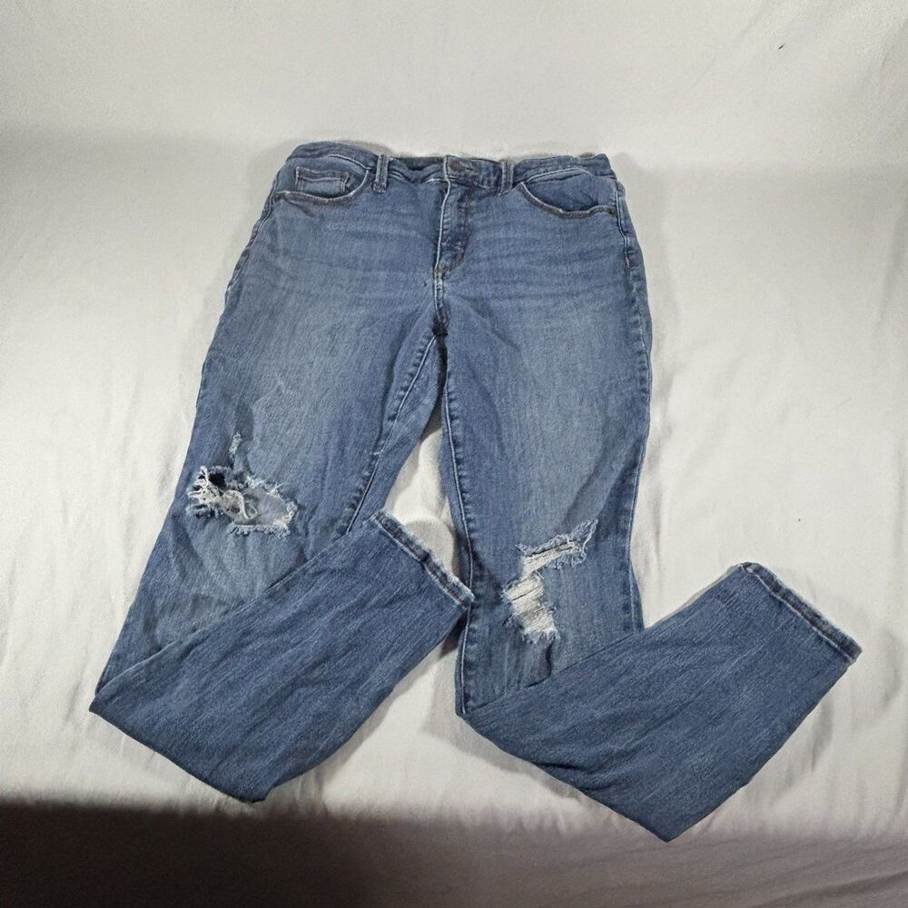 Universal Thread Womens Jeans Size 8 29R Light Wash Distressed Frayed Hem Skinny